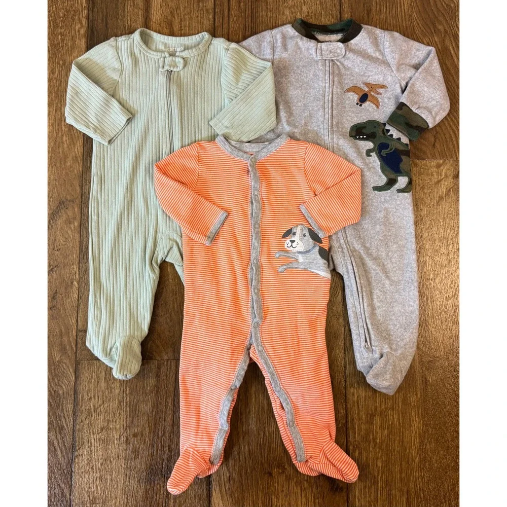 Carter's Sleep &‎ Play Pajamas Footies Baby Boy 6 Months Lot Bundle 3 Pack Dog